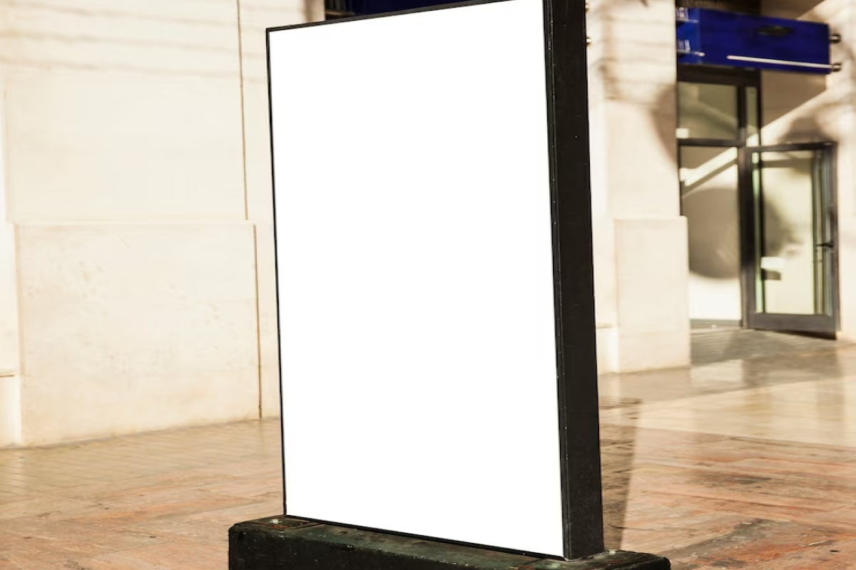 Blank advertising stand outdoors